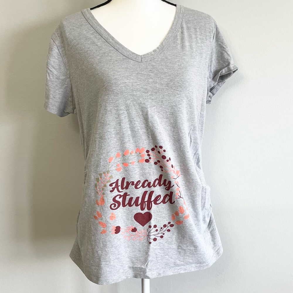 Maternity thanksgiving graphic short sleeve v neck t-shirt